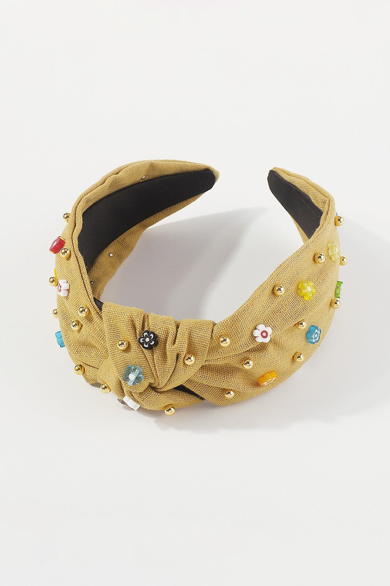 Resin Flower Top Knot Headband
