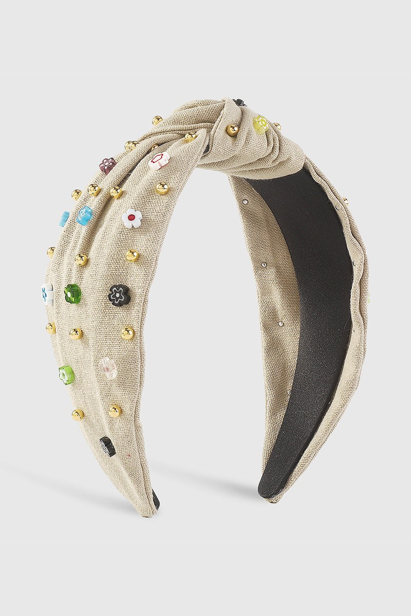 Resin Flower Top Knot Headband