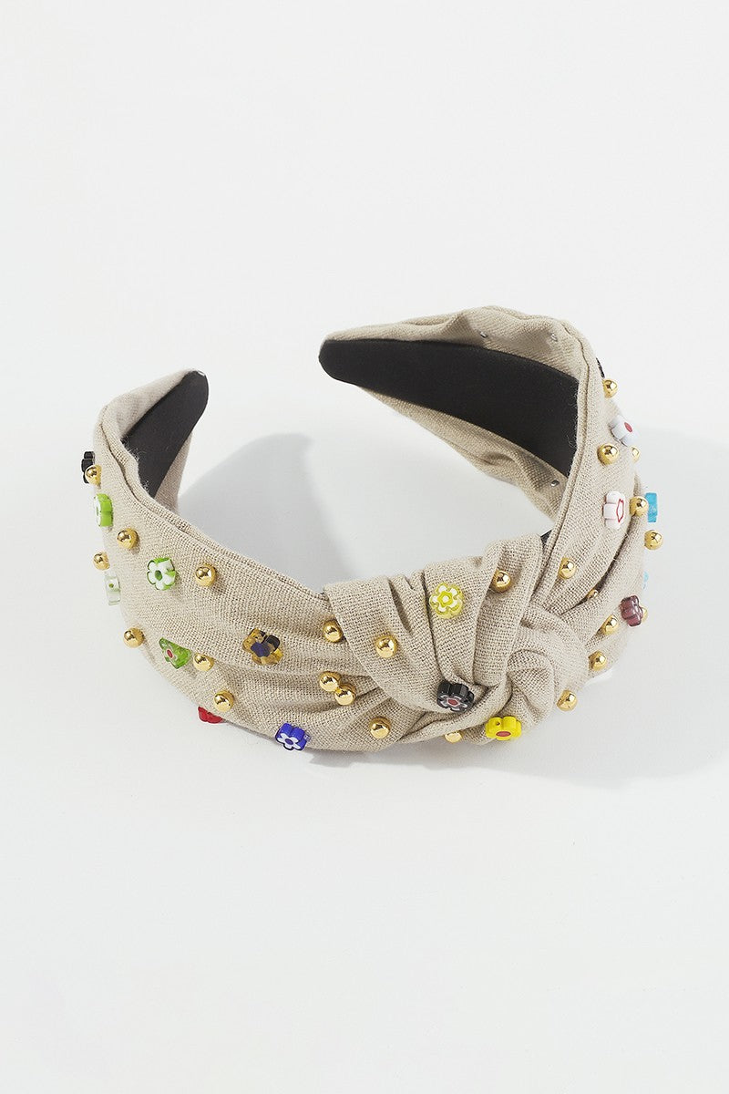 Resin Flower Top Knot Headband