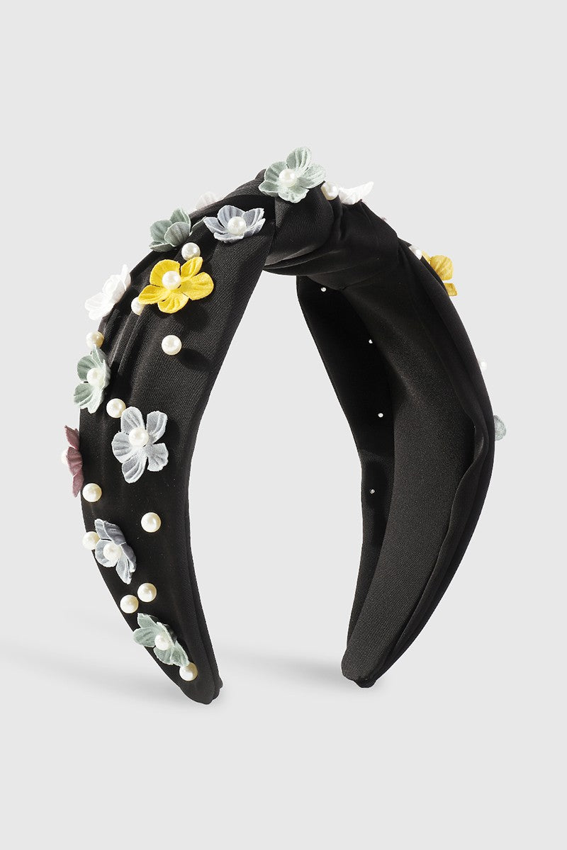 Flower Pearl Topknot Headbands