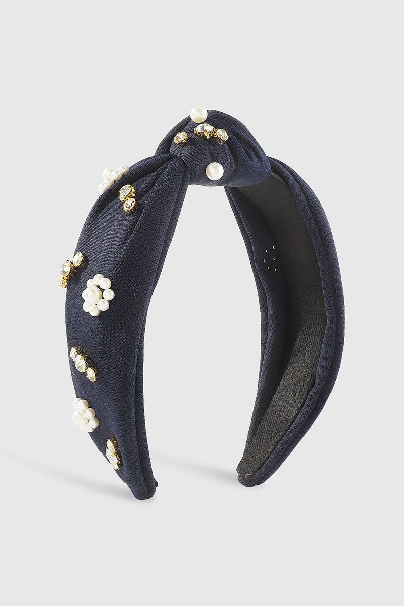 Pearl Rhinestone Knotted Headbands
