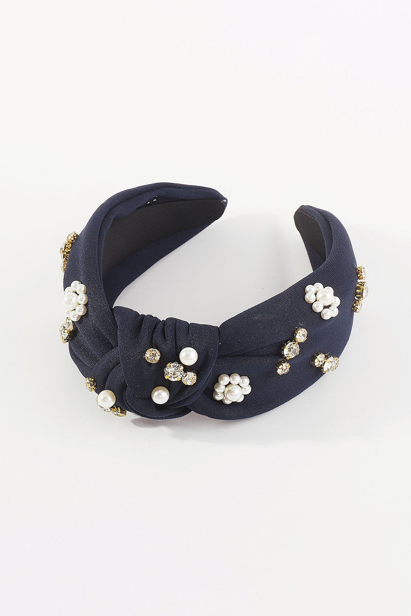 Pearl Rhinestone Knotted Headbands