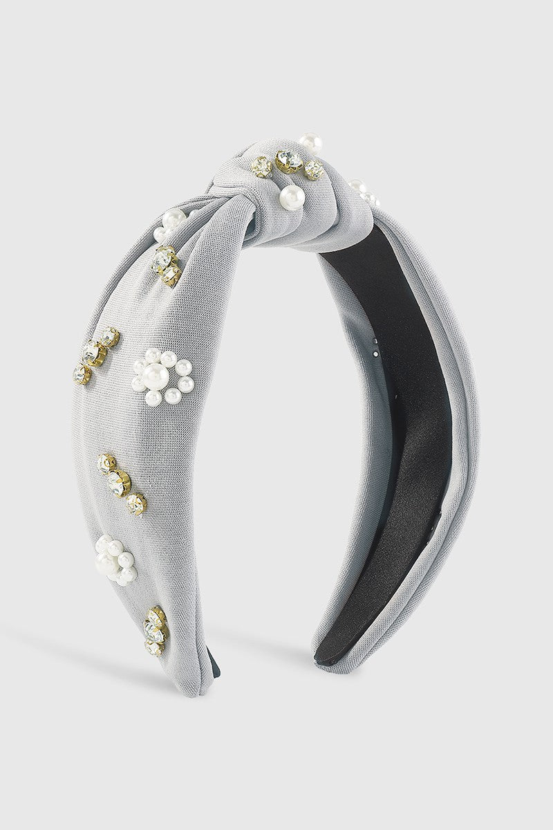 Pearl Rhinestone Knotted Headbands