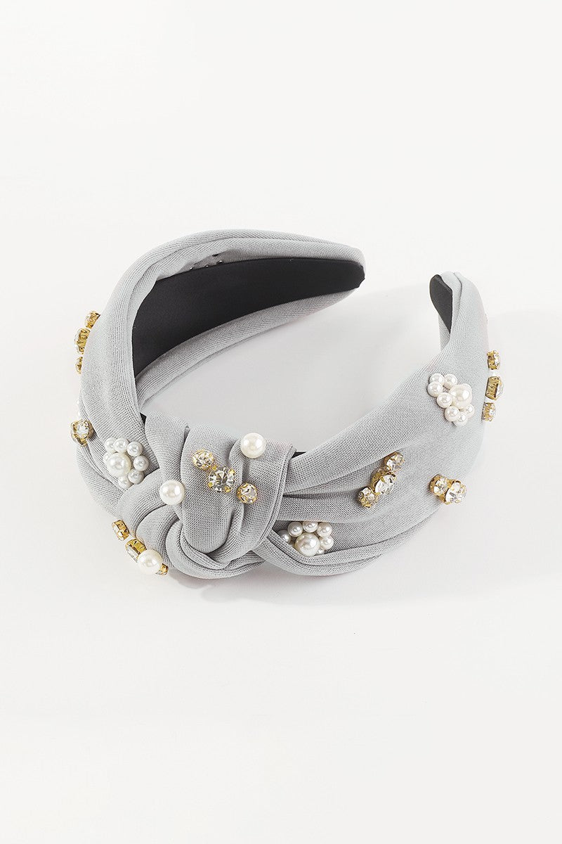 Pearl Rhinestone Knotted Headbands