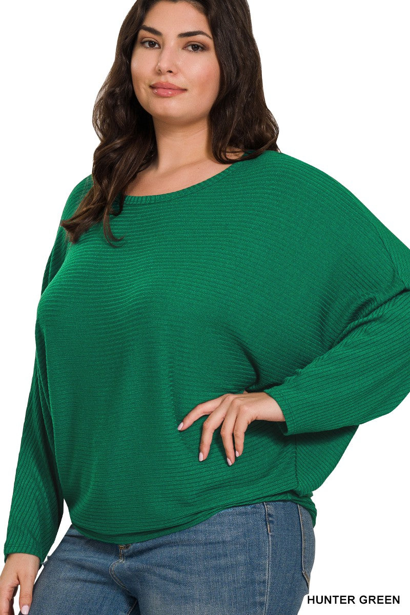 Plus Ribbed Batwing Top