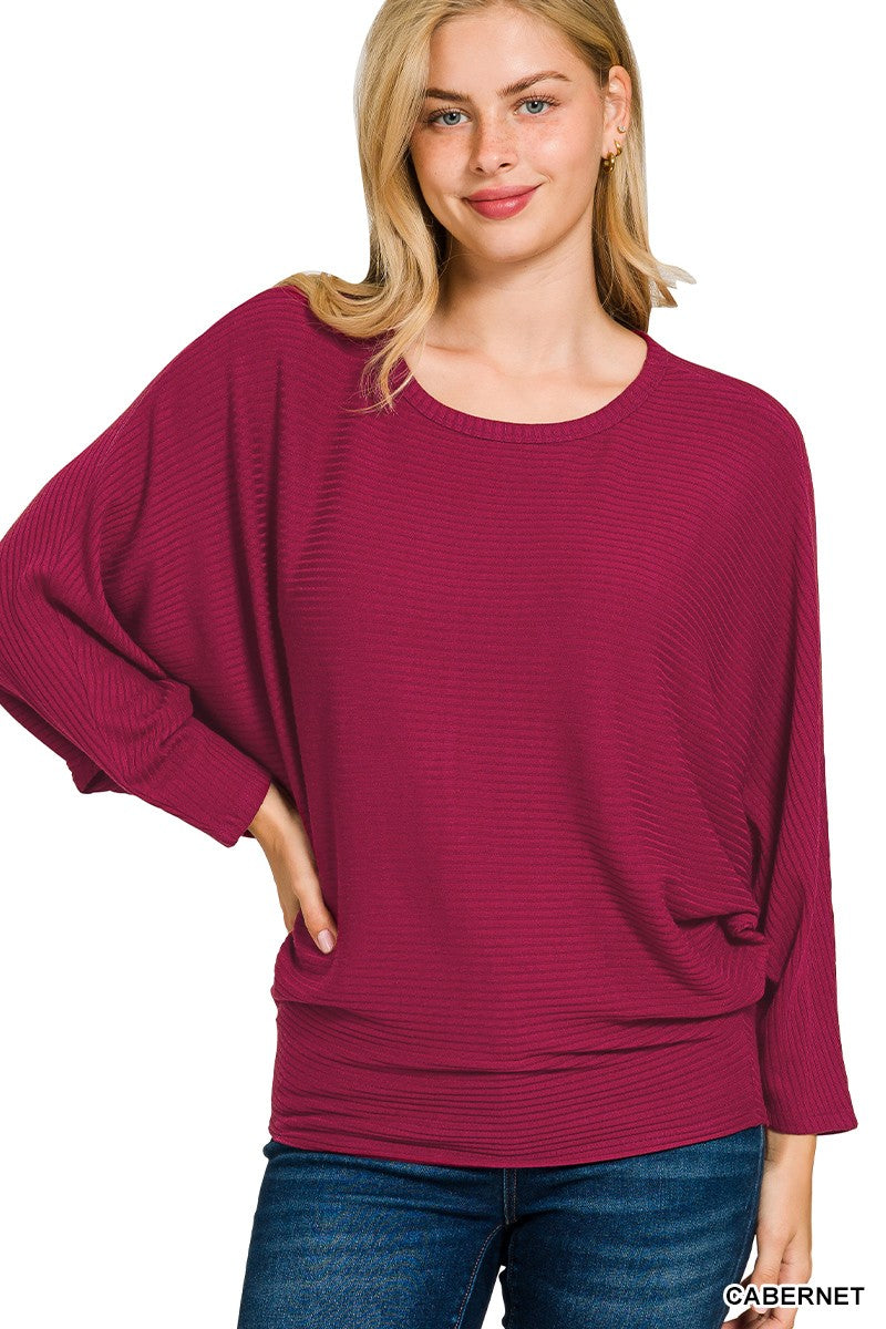 Plus Ribbed Batwing Top