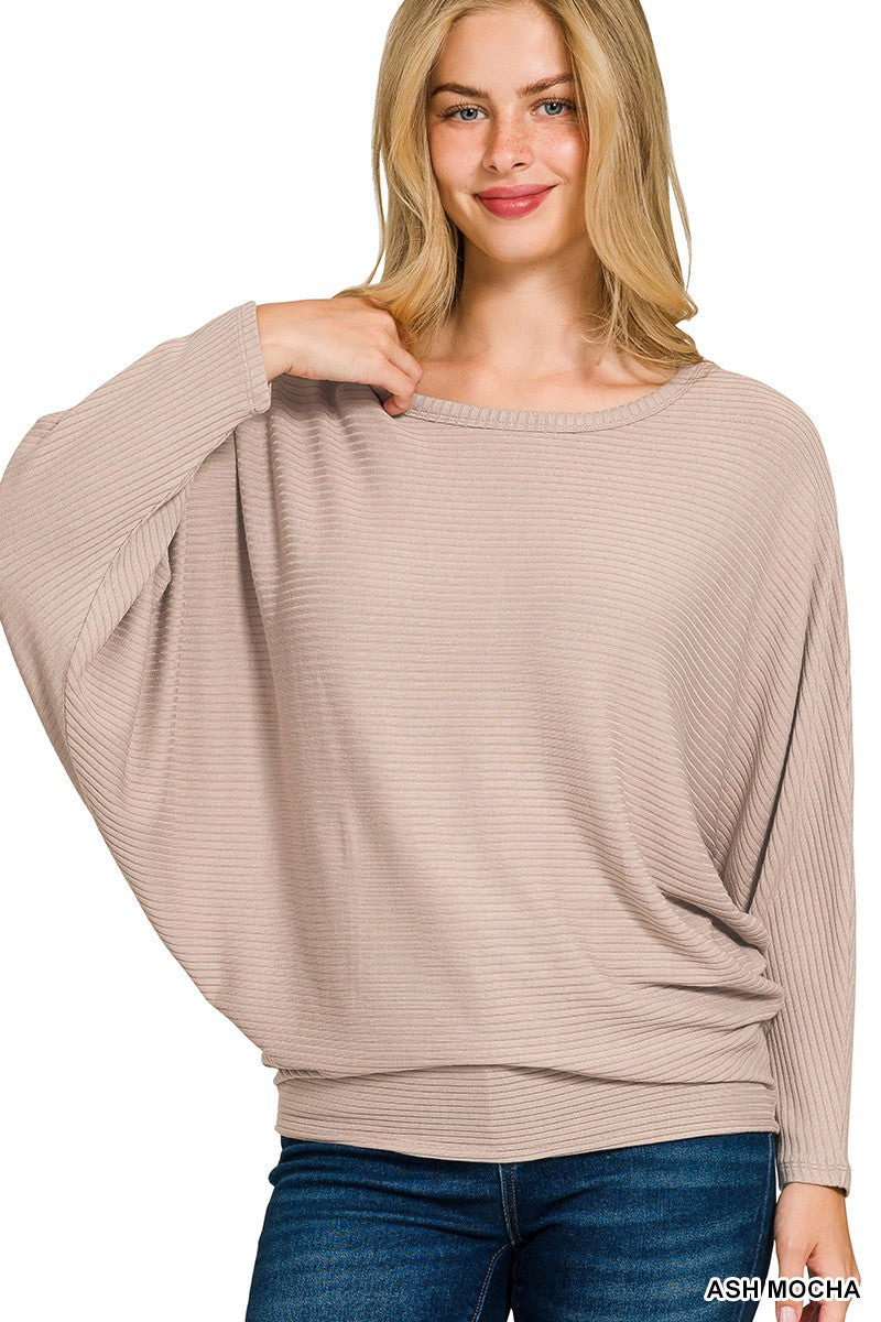 Plus Ribbed Batwing Top