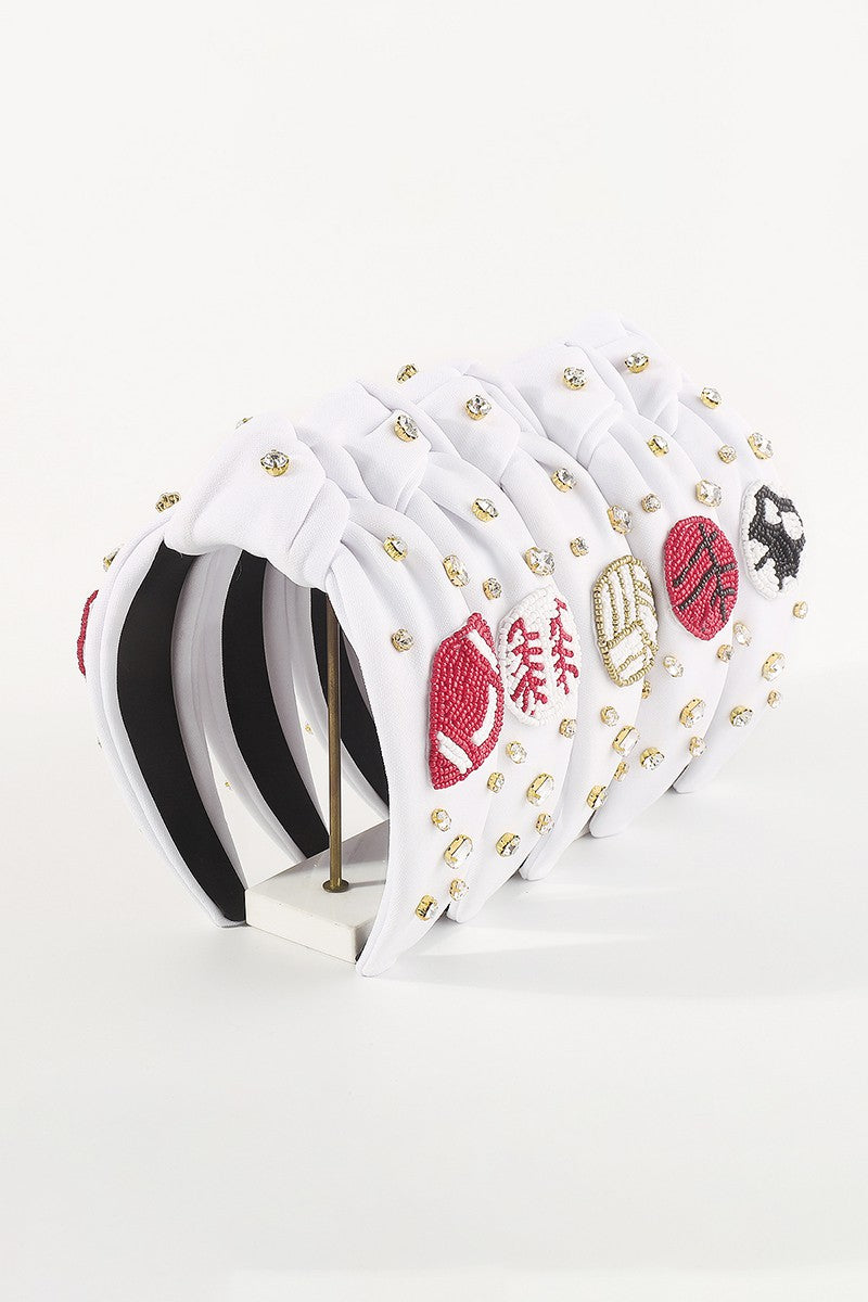 Beaded Gameday Rhinestone Knot Headband