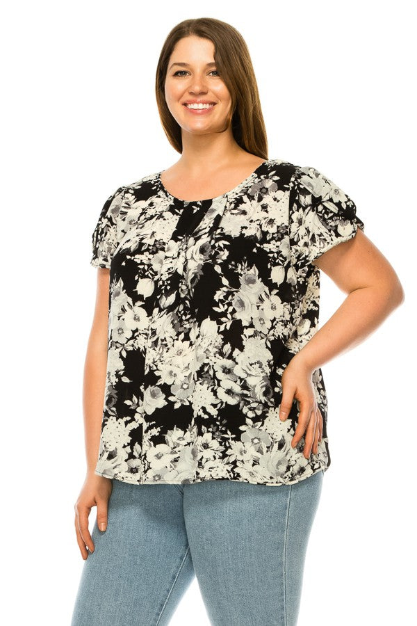 Plus Pleated Front Top