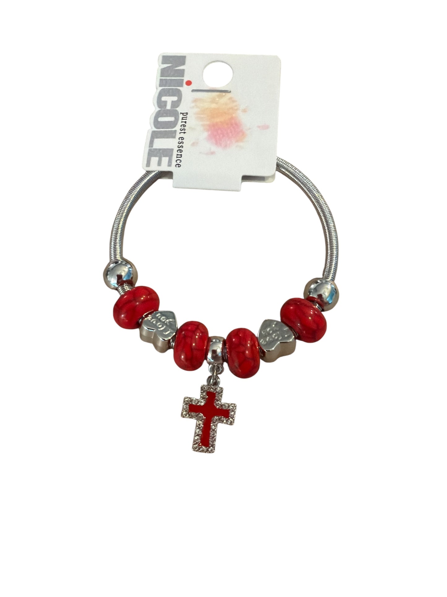 Silver Cross Dangle Bracelet