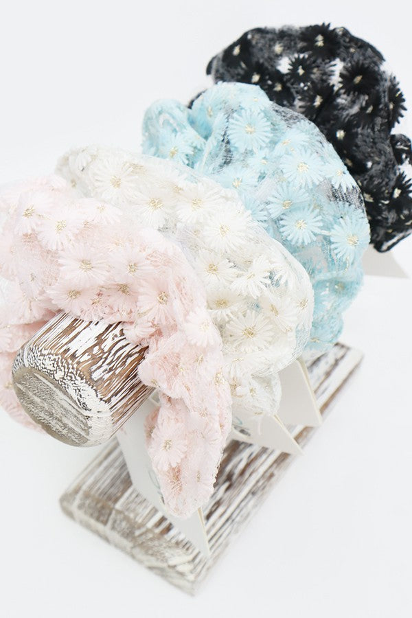 Floral Embroidered Scrunchie