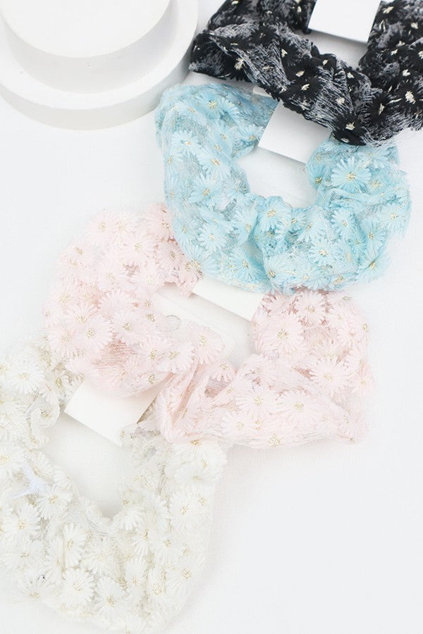 Floral Embroidered Scrunchie