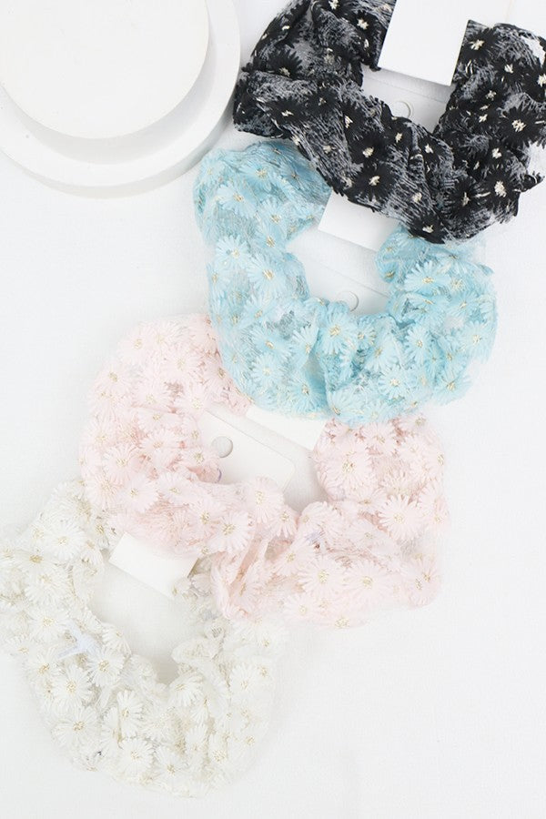 Floral Embroidered Scrunchie