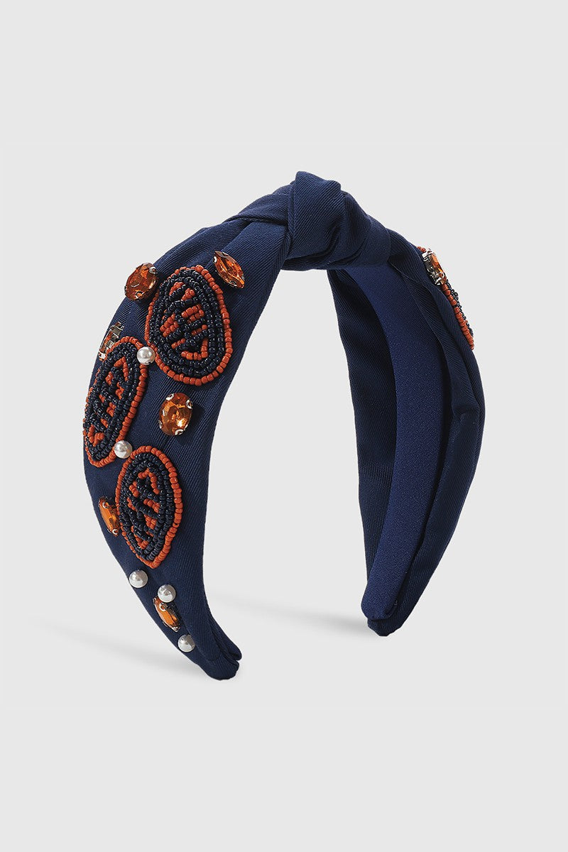 Game Day Beaded Football Headband