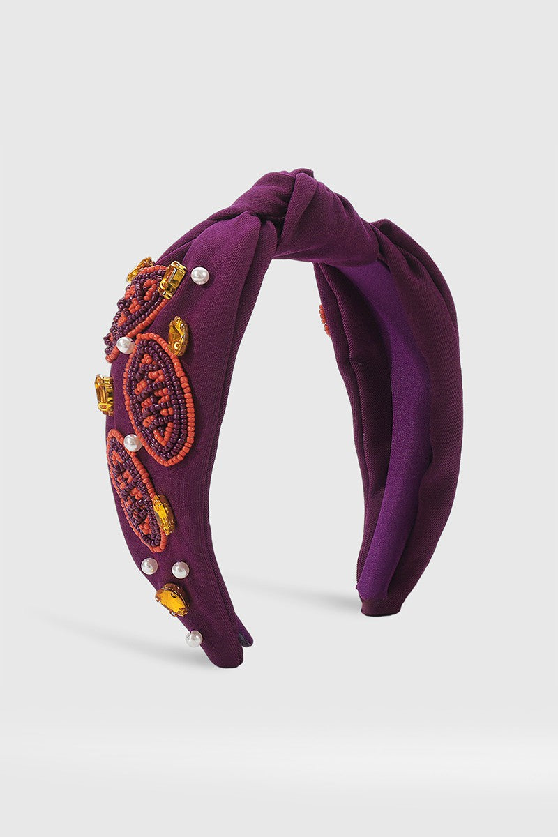 Game Day Beaded Football Headband