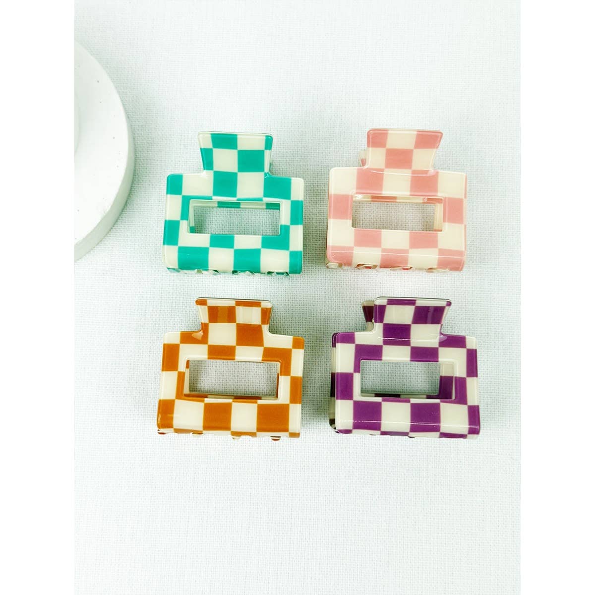 Colorful Checkered Medium Size Hair Claw
