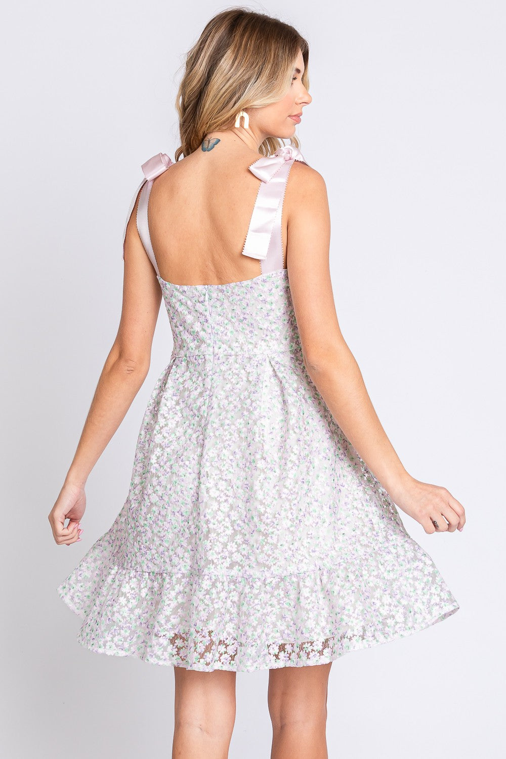 Mesh Floral Embroidered Dress