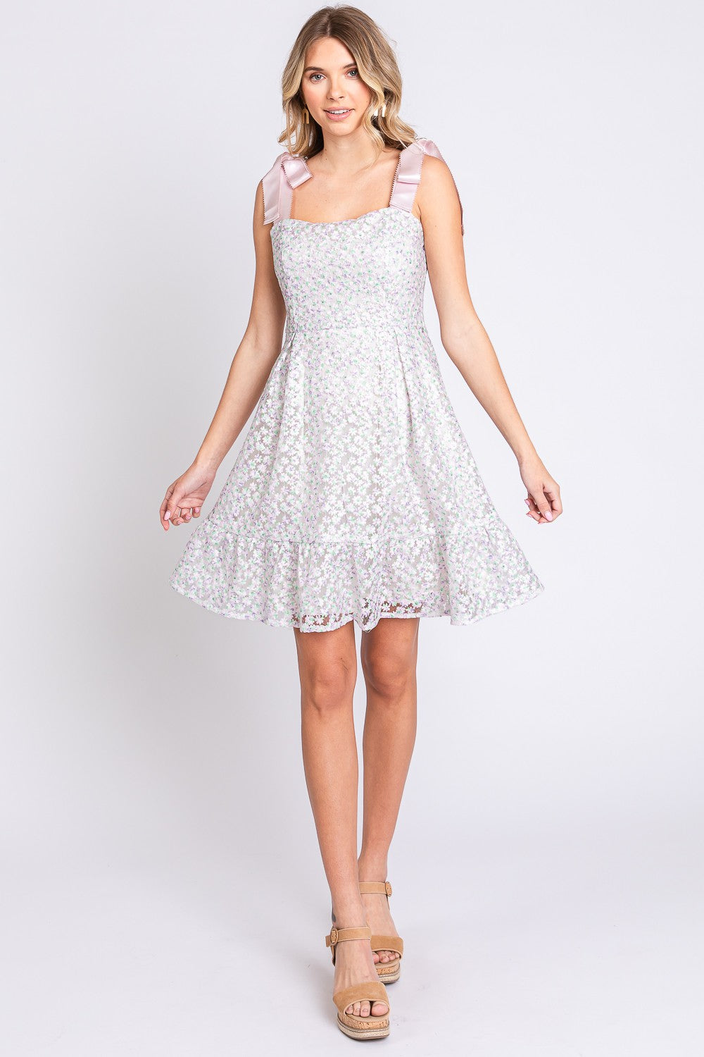 Mesh Floral Embroidered Dress