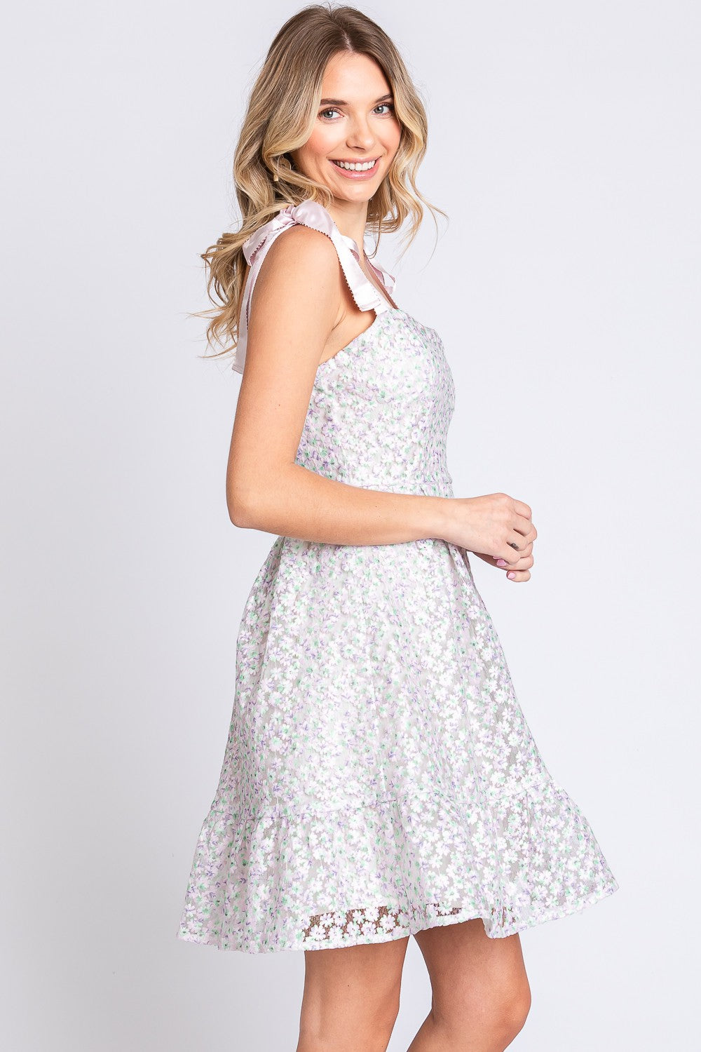 Mesh Floral Embroidered Dress
