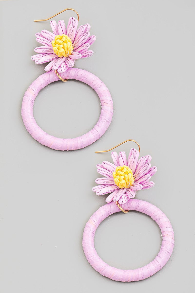 Hoop And Flower Dangle Earrings