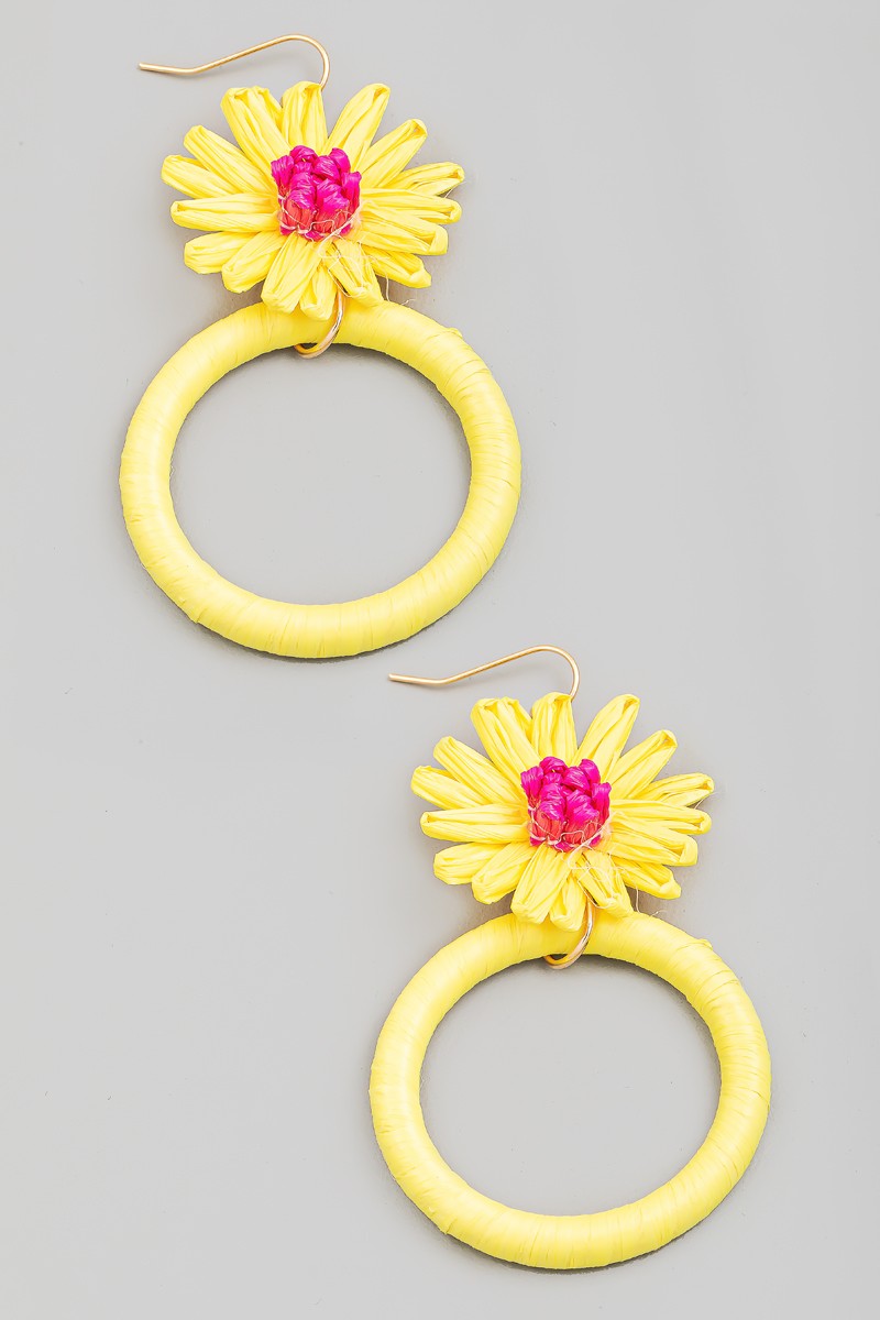 Hoop And Flower Dangle Earrings