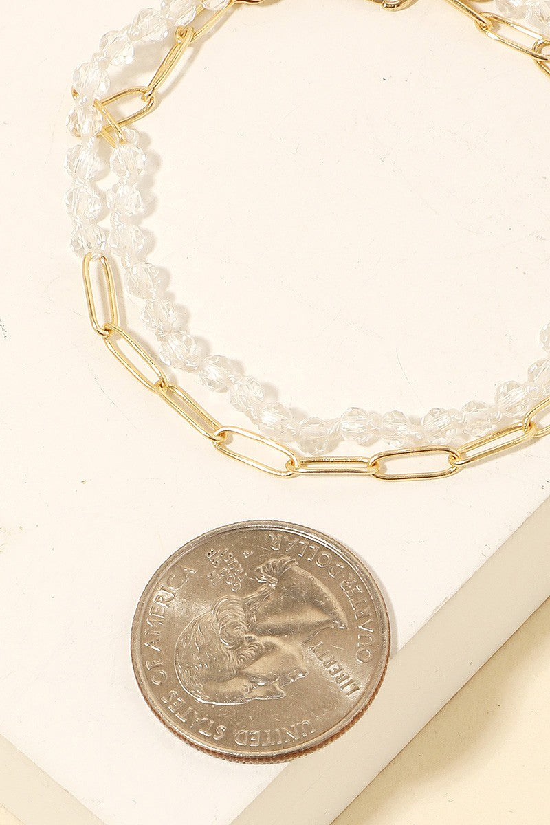 Beaded And Oval Chain Bracelet