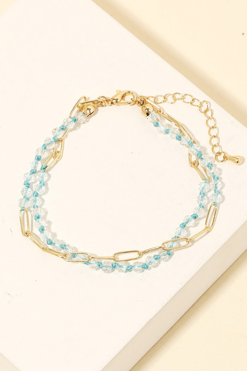 Beaded And Oval Chain Bracelet