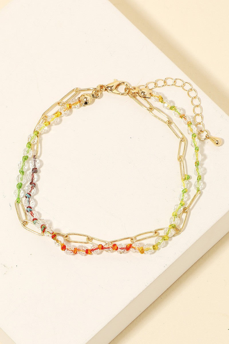 Beaded And Oval Chain Bracelet