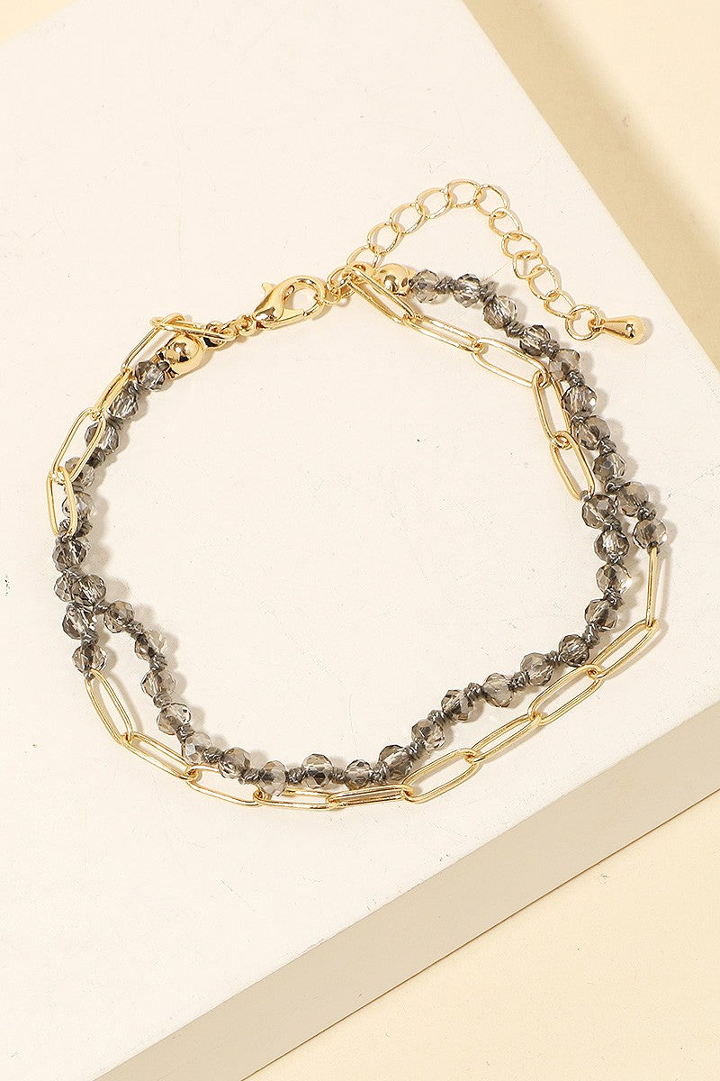 Beaded And Oval Chain Bracelet