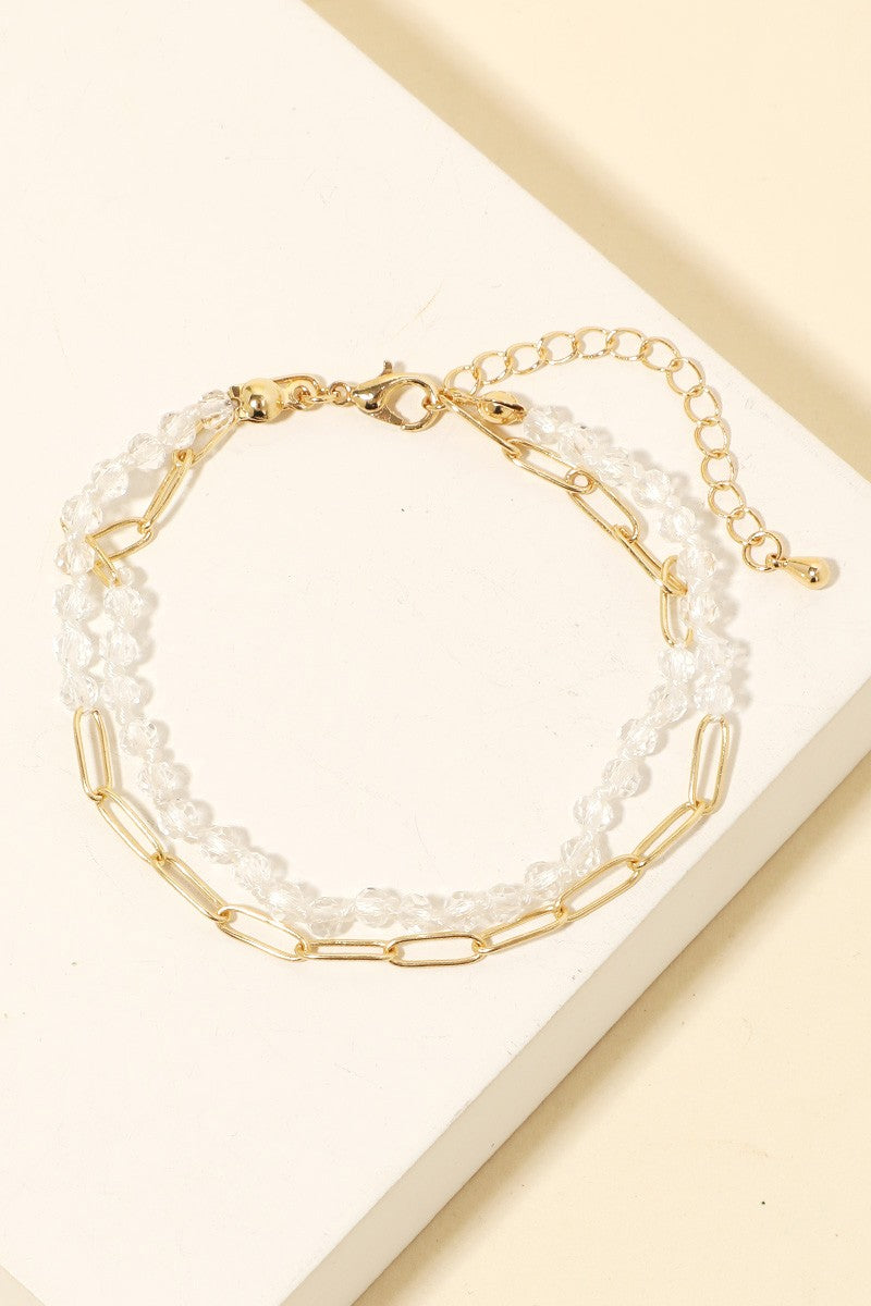 Beaded And Oval Chain Bracelet