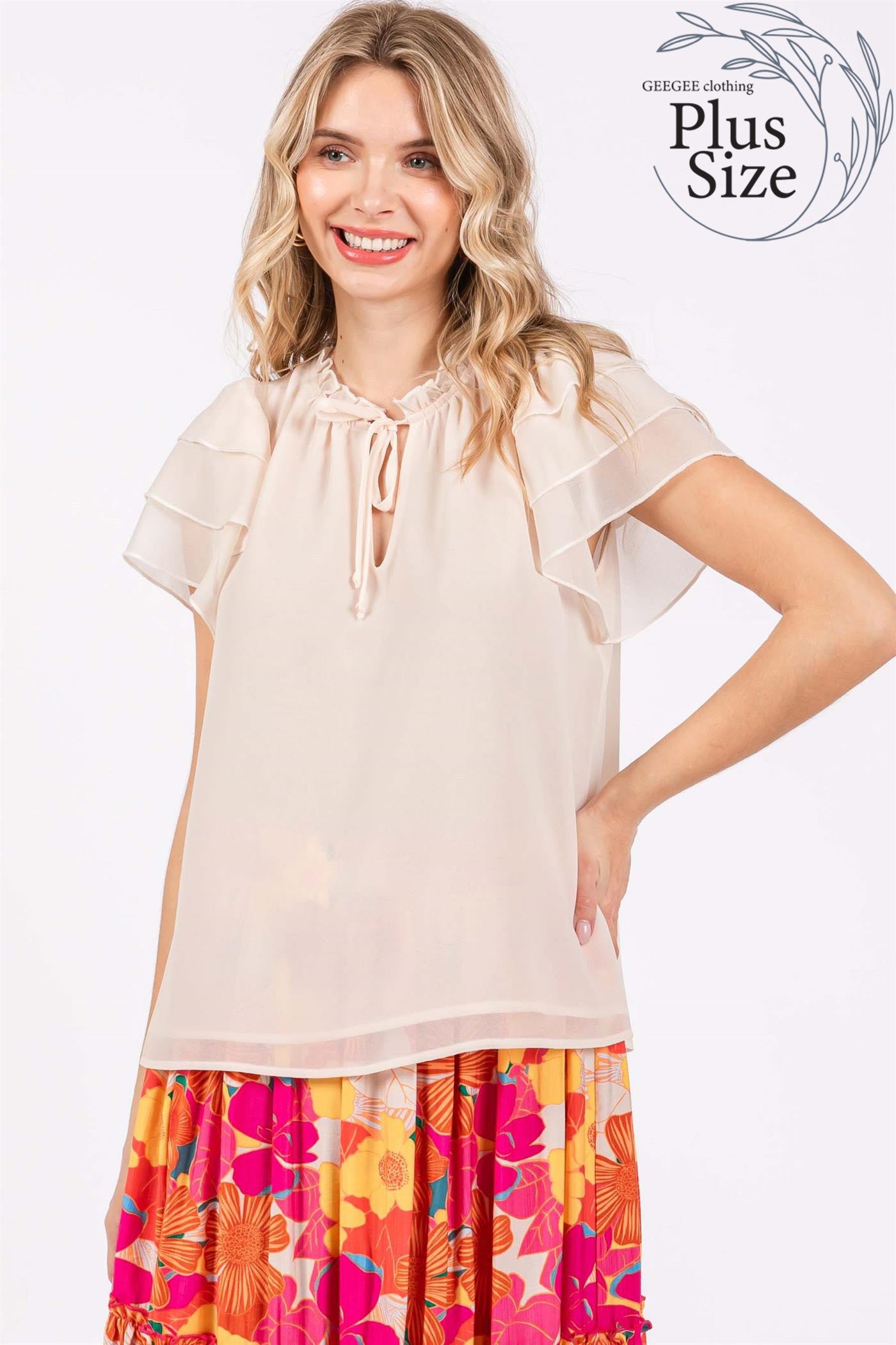 Ribbon Tie Sheer Top