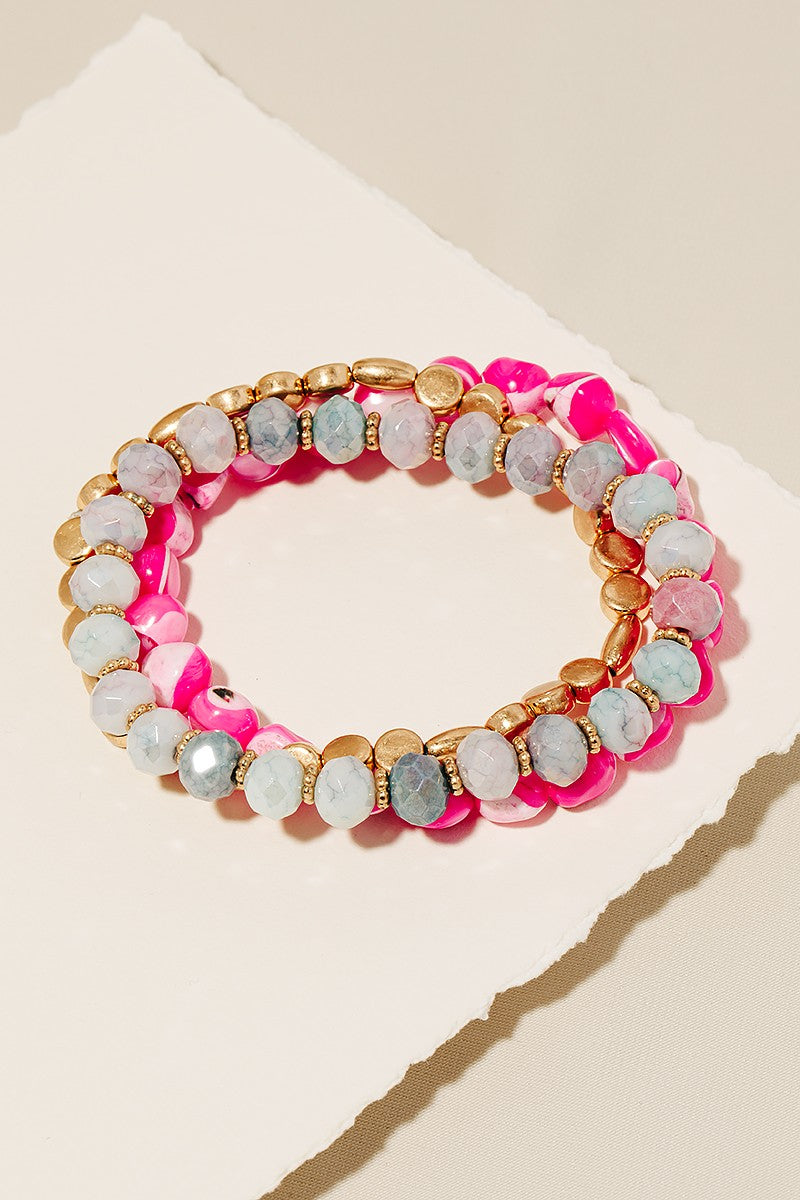 Pebble Stone Beaded Bracelet Set