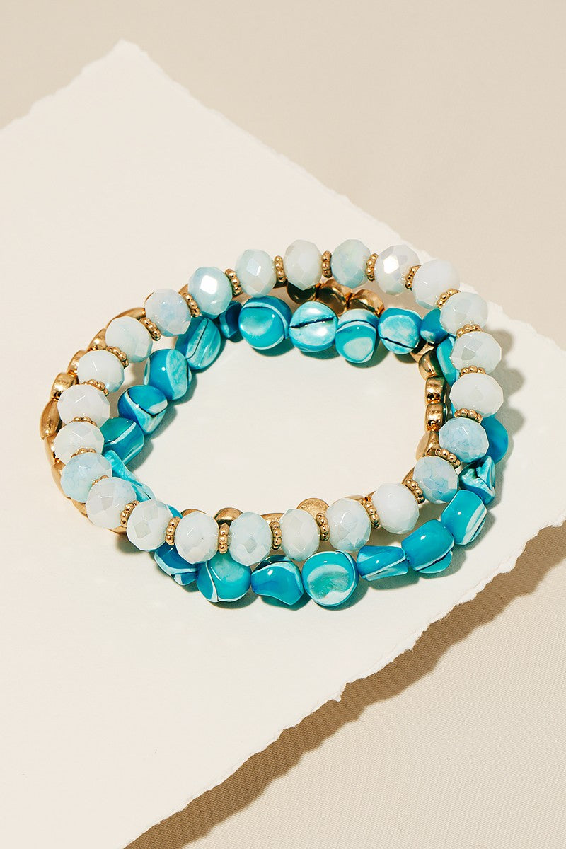 Pebble Stone Beaded Bracelet Set
