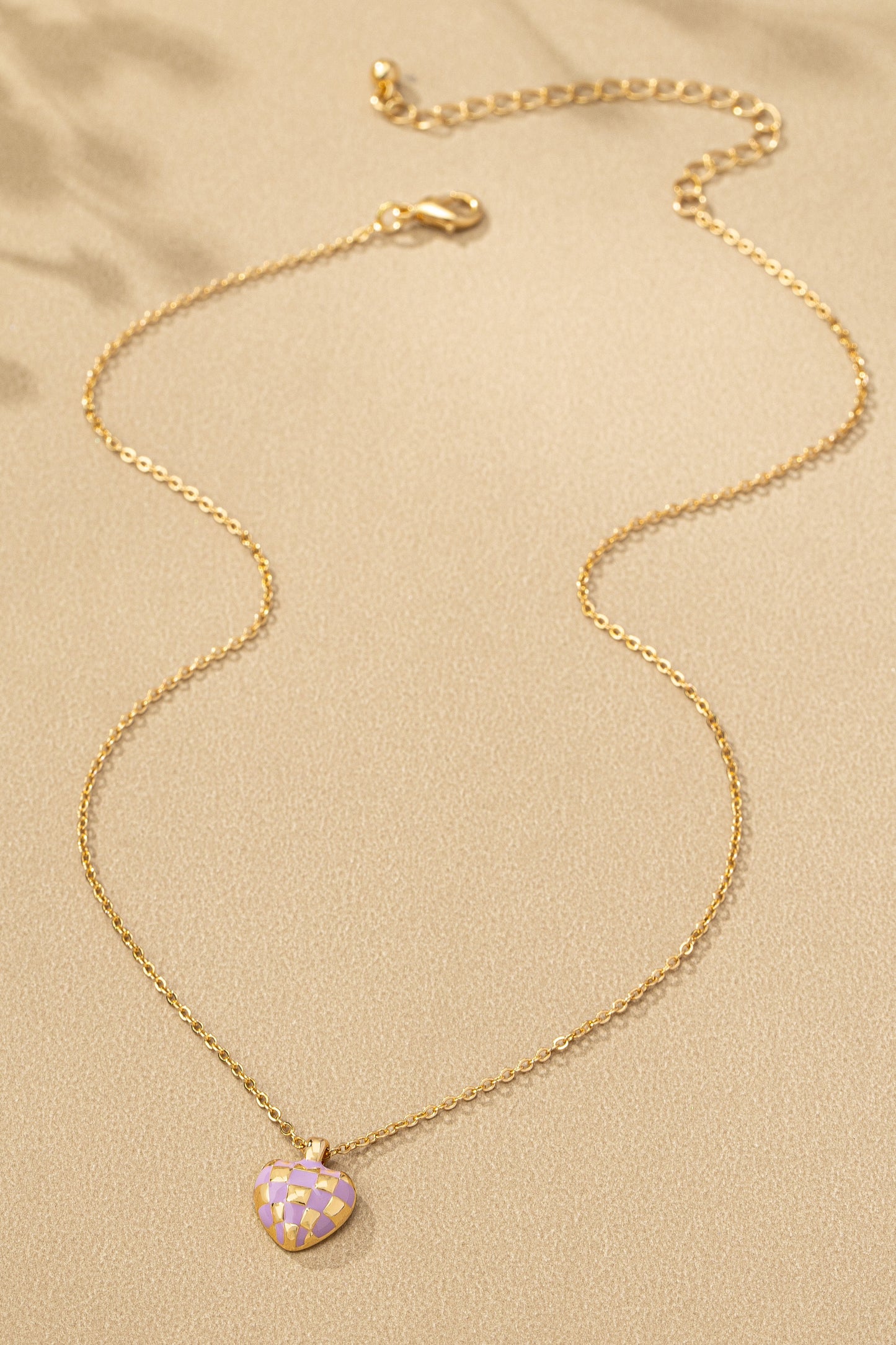 Checker Heart Pendant Necklace