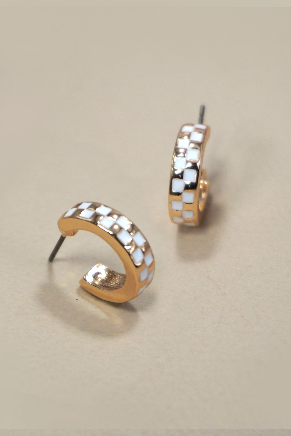 Mini Checker Hoop Earrings