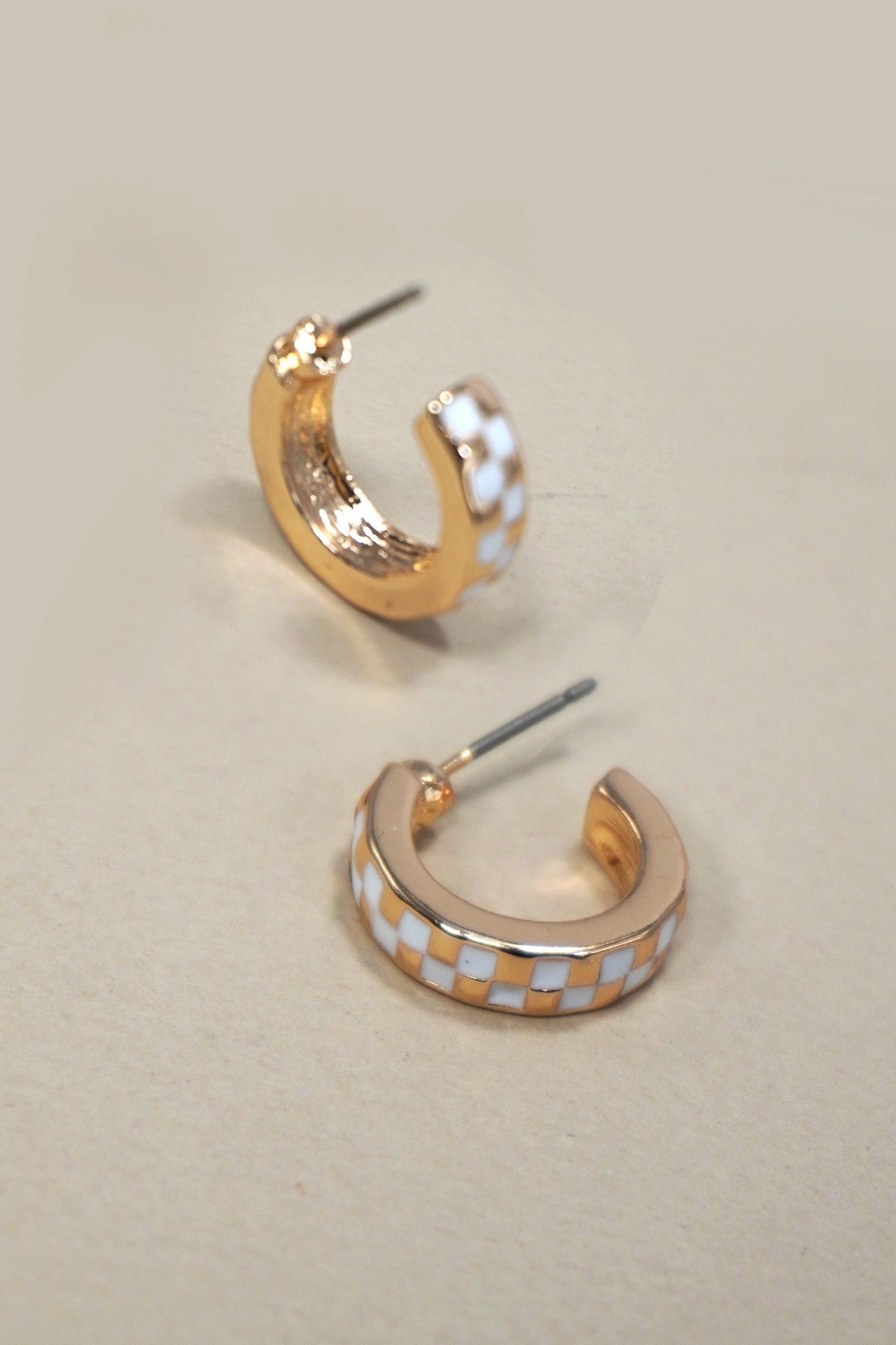 Mini Checker Hoop Earrings