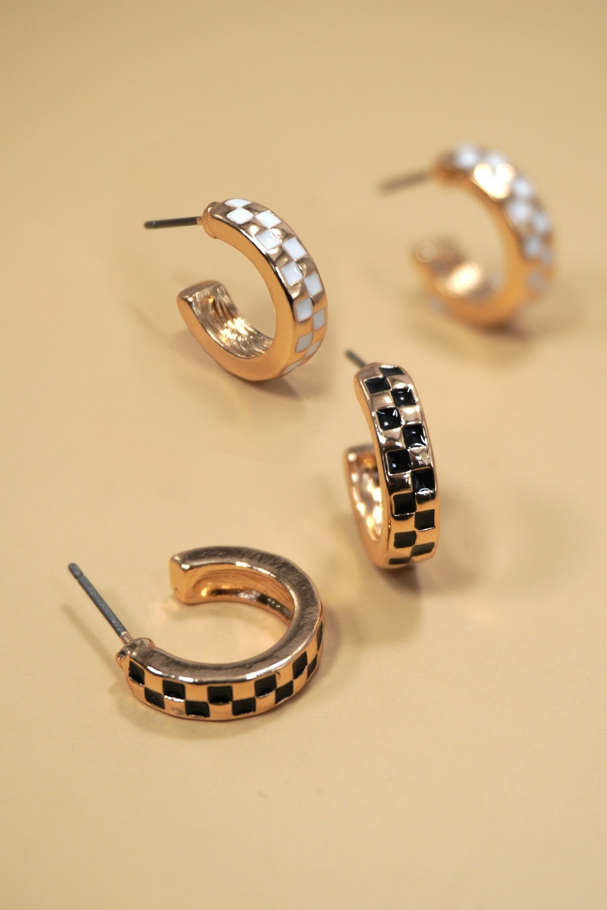 Mini Checker Hoop Earrings