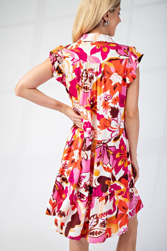Tiered V-neck Mini Dress