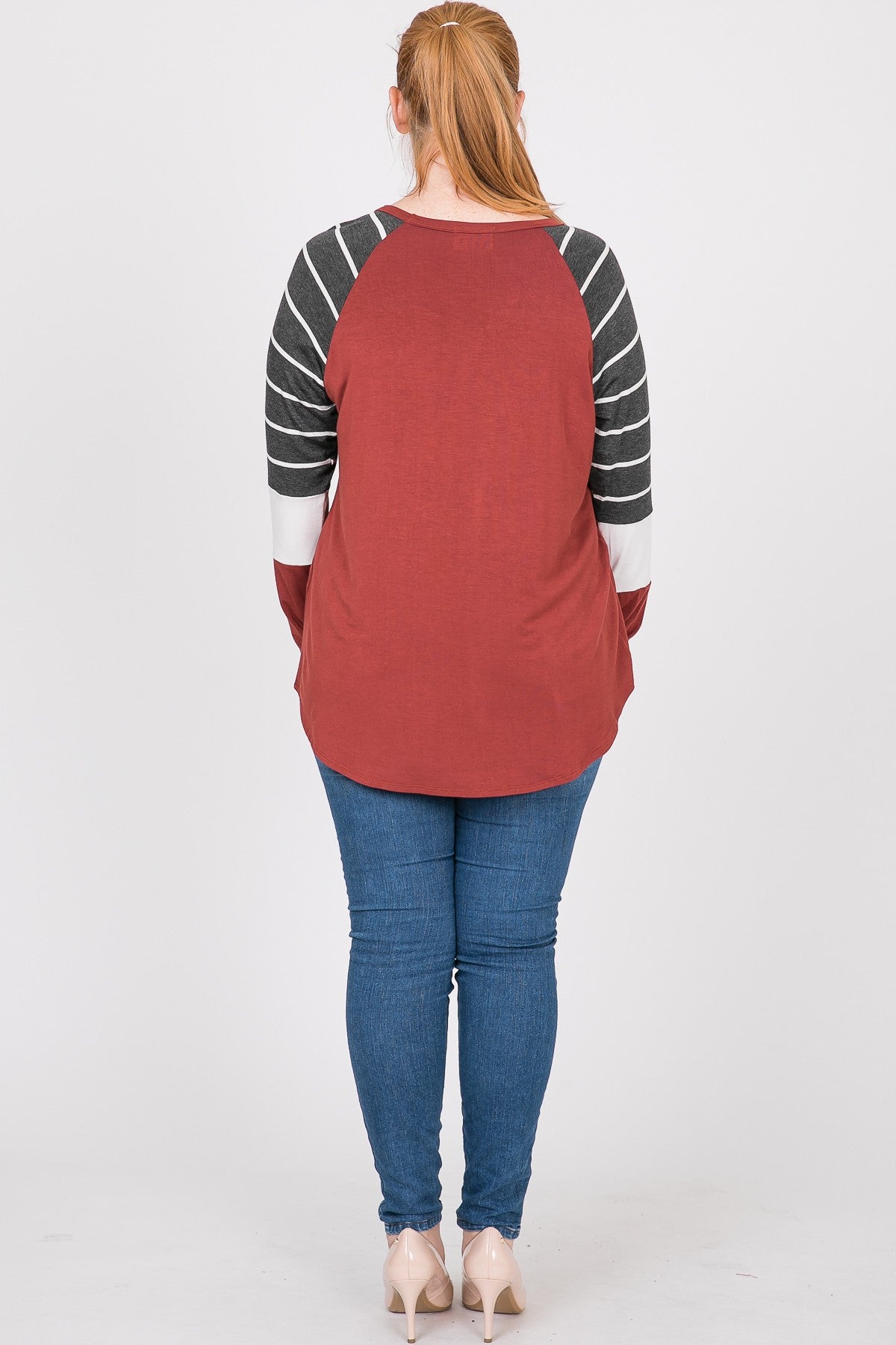 Color Block Long Sleeve - Burgandy