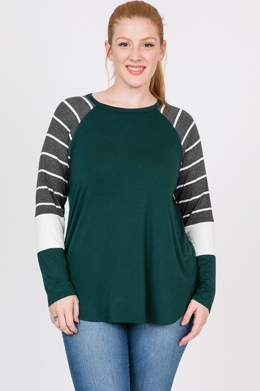 Color Block Long Sleeve - Hunter Green