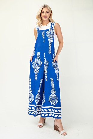 Printed Jumpsuit With Adjustable Tie Back