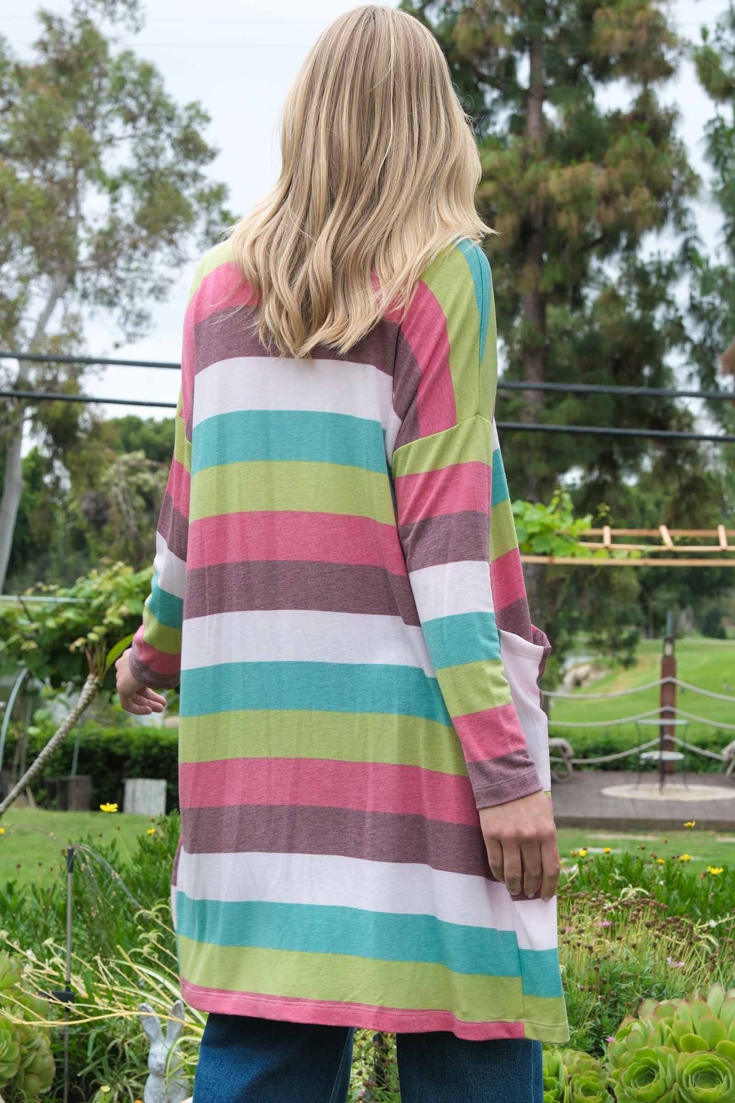 Multi Stripe Jersey Long Sleeve Cardigan