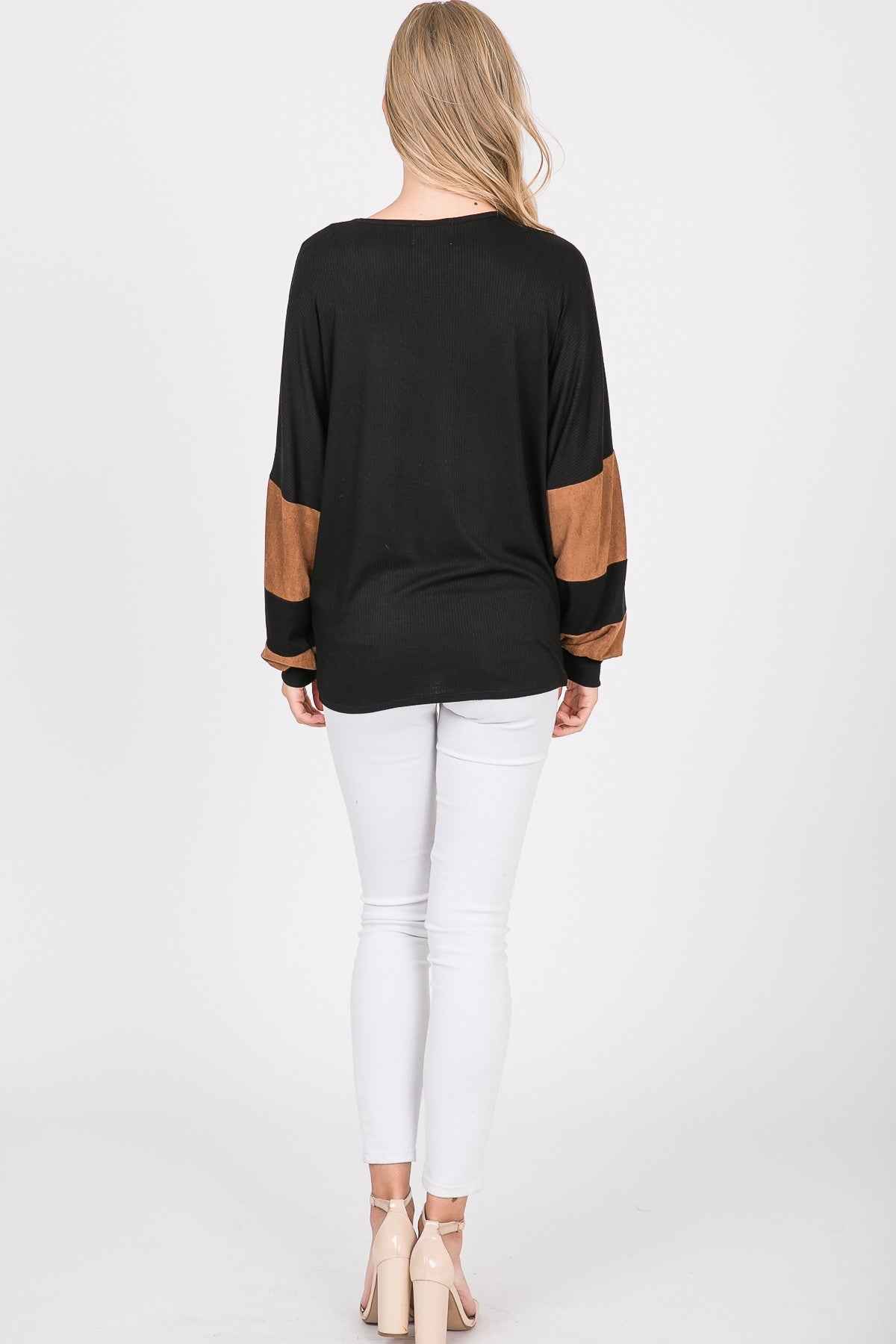 Dolman Sleeve With Suede Sleeve