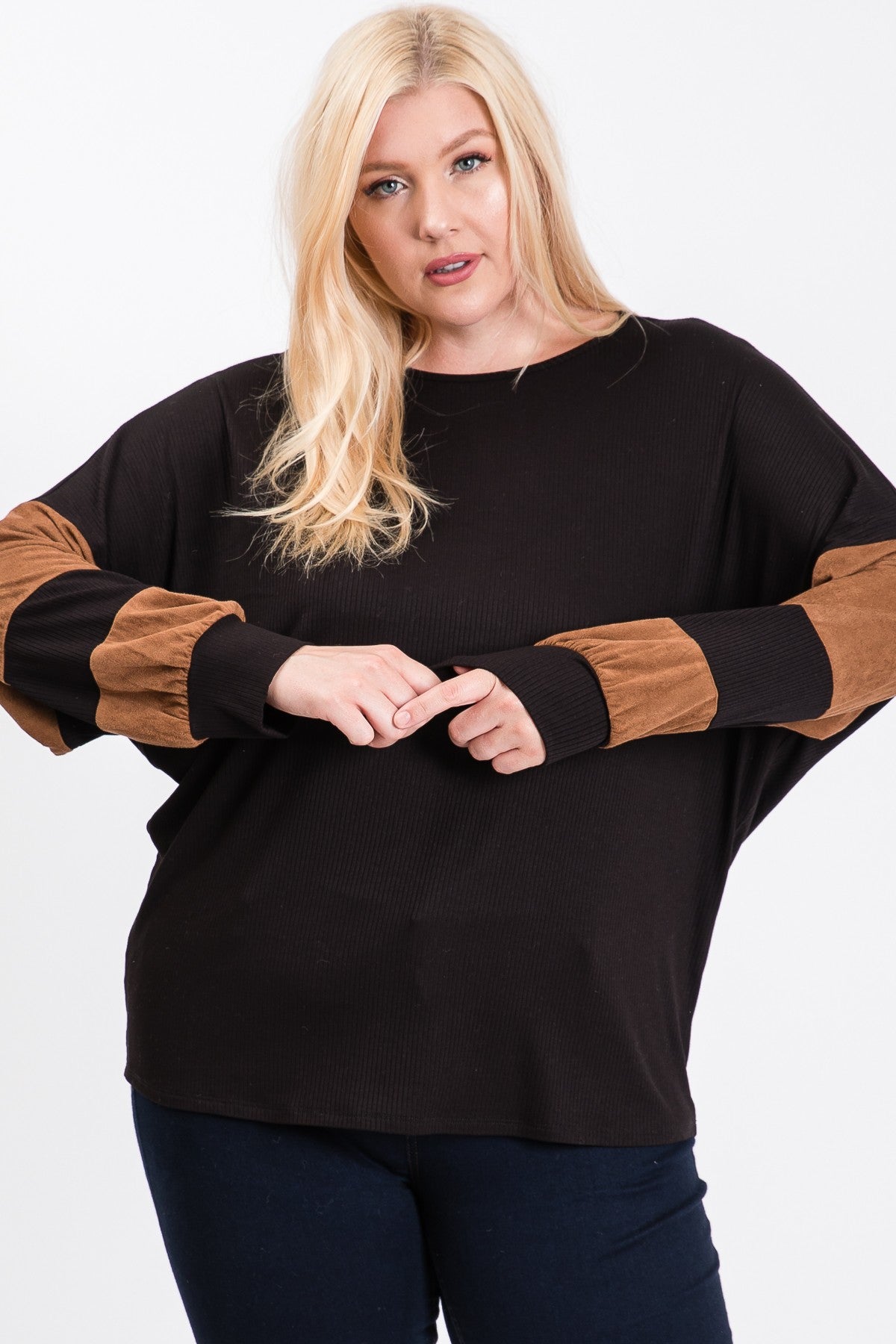 Dolman Sleeve With Suede Sleeve