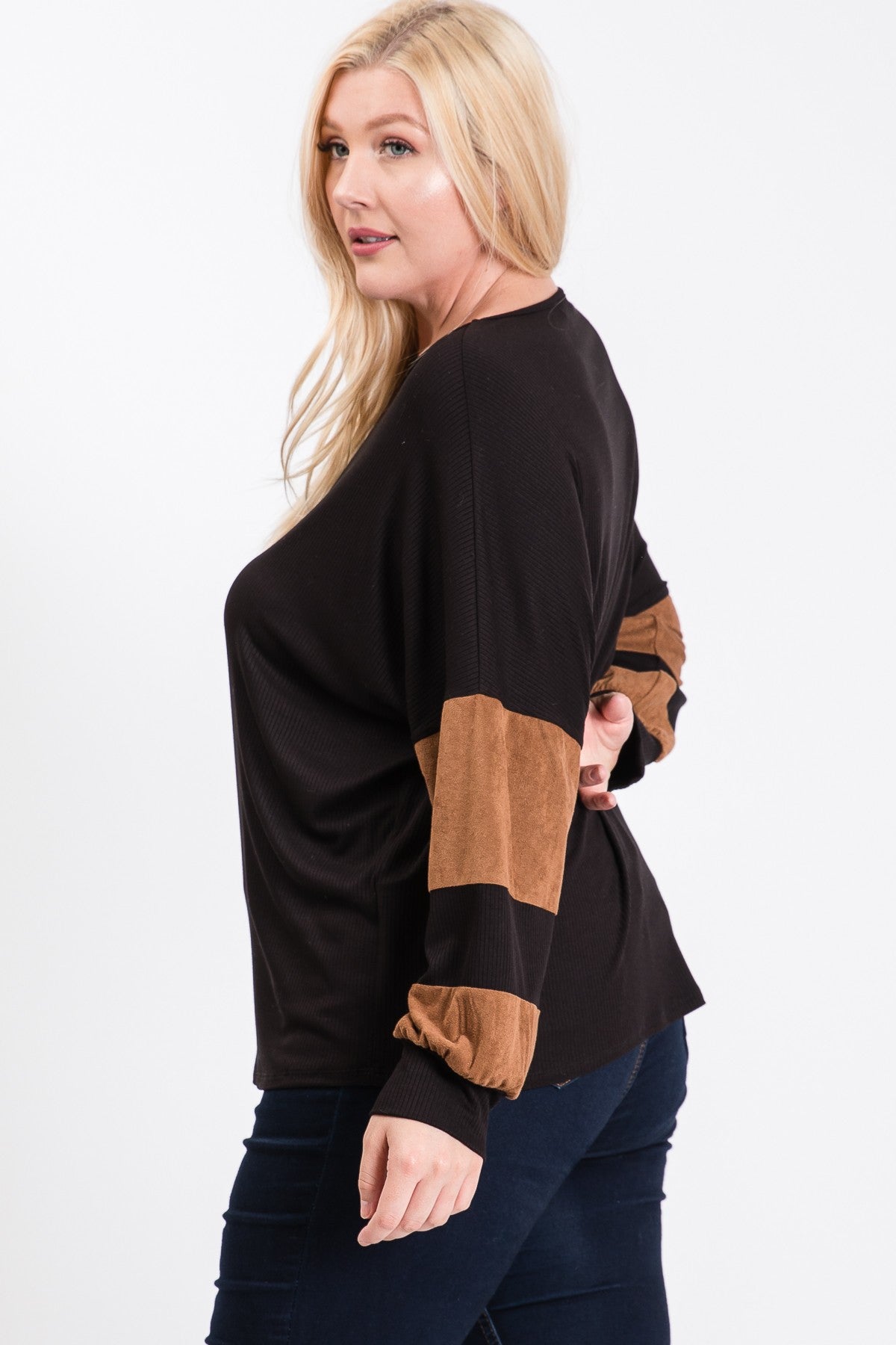 Dolman Sleeve With Suede Sleeve
