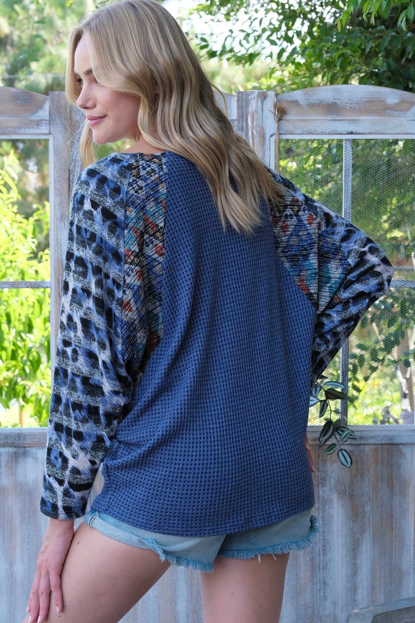 Dolman Sleeve Top Color-block