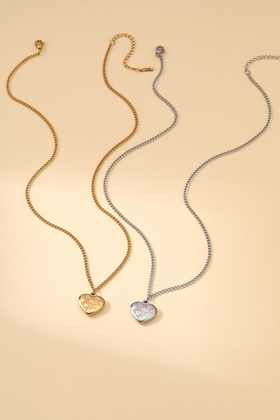 18k Stainless Steel Tarnish Free Checker Necklace