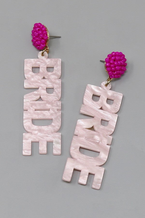 Bride Acrylic Dangle Earrings