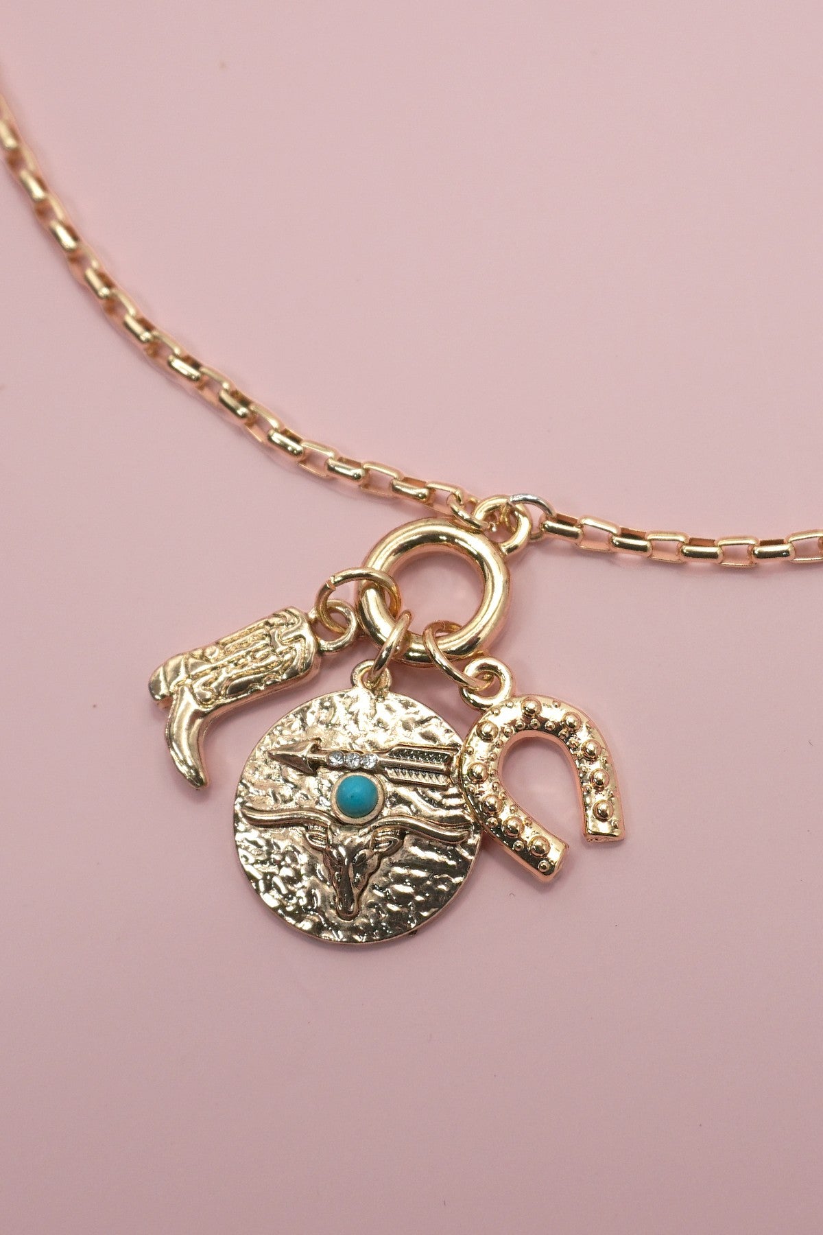 Cluster Charm Necklace- Western Boot Horseshoe