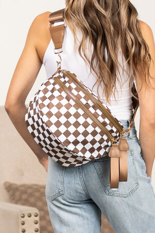Checker Crossbody Sling Bag